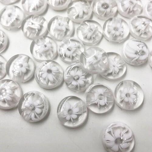 50pc 14mm white color flower Plastic Buttons sewing/appliques/craft PT11