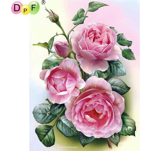 DPF Diamond embroidery Flowers green leaves Diamond Painting Cross Stitch Needlework diamond Mosaic home decor crafts a gift