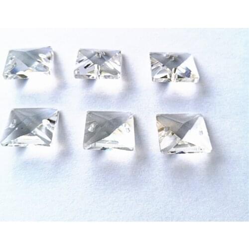 Free Shipping 200pcs/lot 14mm Clear k9 Crystal Square Beads in 2 Holes for Chandelier Parts Beads Curtain Accessories Decoration