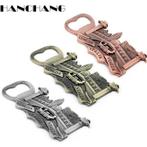 Mens Keychain ITALIA VENEZIA Relief Building Metal key Ring Bar Beer Bottle opener Key Chains Creative Trink llaveros souvenir