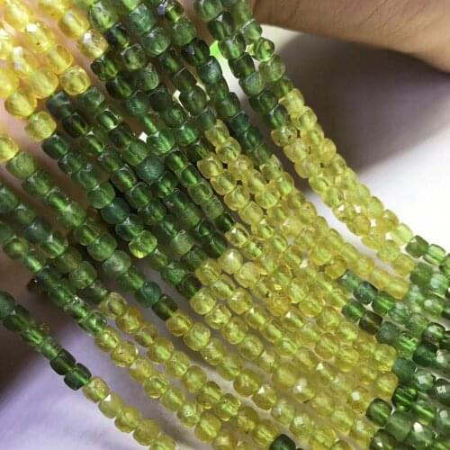 AA LOOSE BEADS GREEN/yellow Apatite square faceted 4-5mm wholesale for DIY jewelry necklace 36cm