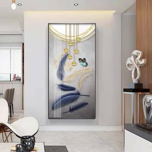 Home Entrance Jian Meijing Porcelain Feather Oil Painting Aisle Vertical Nordic Decorative Painting Corridor Mural
