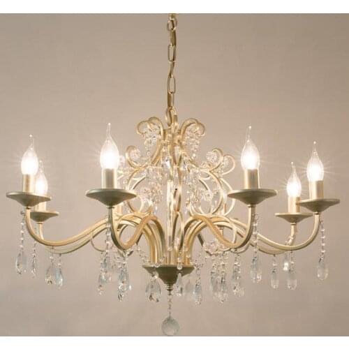 French Restaurant suspension Chandelier Lighting Mediterranean Living Room Golden ceiling Iron chandelier led lustres de cristal