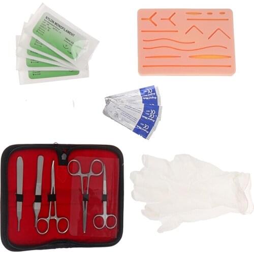 Surgical Suture Training Kit Skin Operate Suture Practice Model Training Pad Needle Scissors Tool Kit Teaching Equipment