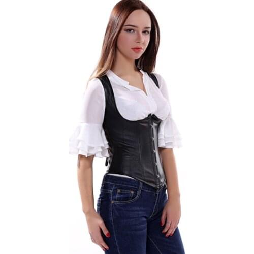 Punk Style Faux Leather Corset Sexy Open Bra Underbust Corset Top Gothic Slimming Waist Vest Body Shaper Korsett For Women Plus