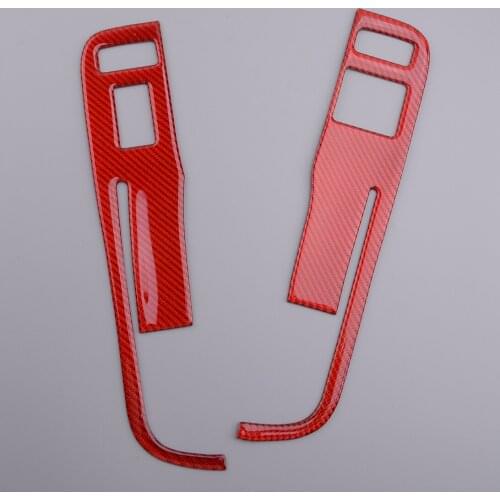 2Pcs Red Carbon Fiber Window Switch Panel Cover Trim Fit for Chevrolet Camaro 2013 2014 2015 Left Hand Drive Only
