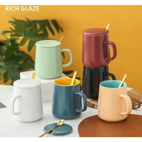 Creative Super Cute mug Ceramic Cup Trend Korean Female Student Mugs Colored glaze Coffee Cup Couple Cups