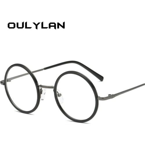Oulylan Round Glasses Frame Women Men Clear Lens Eyeglasses Frames Ladies Transparent Myopia Optical Spectacle Black Gold