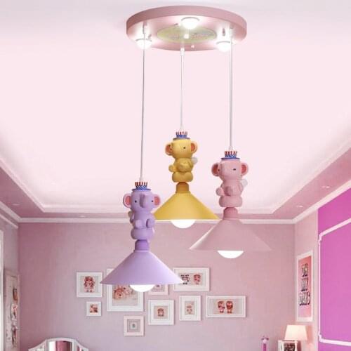 Nordic Modern Led Pendant Lights Creative Lovely Cartoon Eye Protection Lighting Childrens Princess Room Bedroom Hanging Lamp