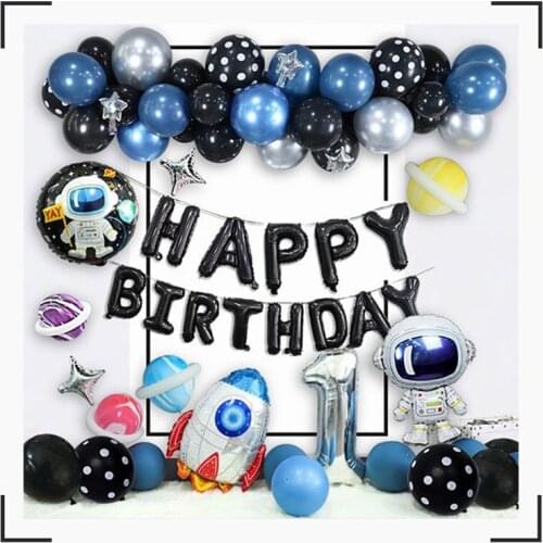 Astronaut Theme Birthday Balloon Set Star Rocket Aluminum Film Balloon For Childrens Party DIY Birthday Party Decorations