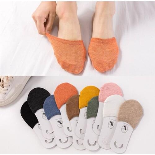 New Woman Summer Forefoot Socks Thin Cotton Sweat Socks Non-slip Slippers High Heels Invisible Half Foot Socks