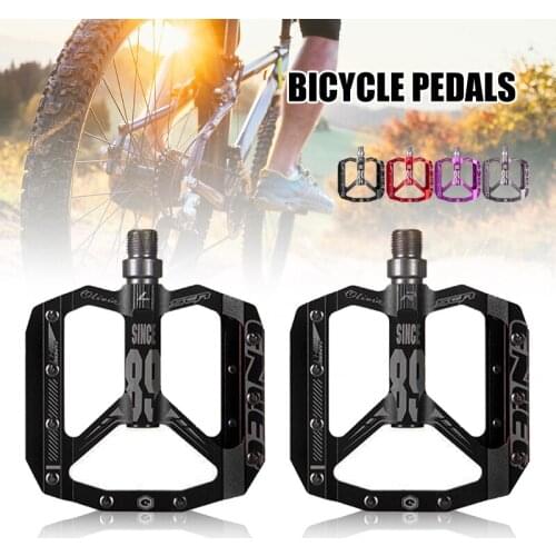 Newly A pair Mountain Bike Pedals Non Slip Ultra Light Rainproof Spacious Aluminum Alloy Fixed Bearing Bicycle Pedals