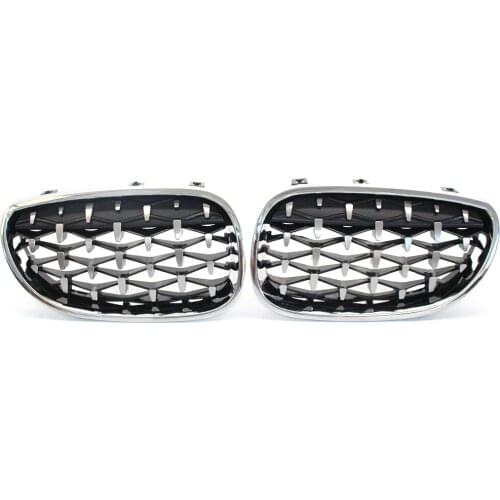 New Arrival Car Racing Grill For BMW E60 E61 5 Series Diamond Front Kidney Grille Meteor Style Grill Chrome Car Accessories 2Pcs