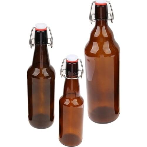 330 / 500 / 1000ml Amber Glass Beer Bottle, Household, With Flip Furniture, Kitchen And Toilet Products
