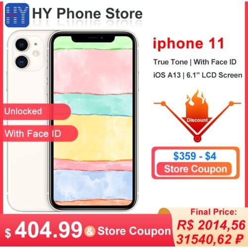 In Stock Apple iPhone 11 128/64GB Unlocked Smartphone iOS A13 Face ID 12MP Camera 6.1" Wireless charging iphones 11 Cell phone