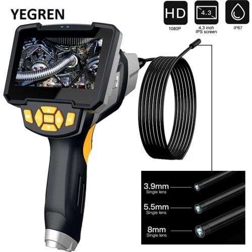 3.9mm 5.5mm 8mm Handheld Endoscope Camera 4.3 inch HD Display Borescope Industrial Endoscope for Car Repair Pipeline Inspection