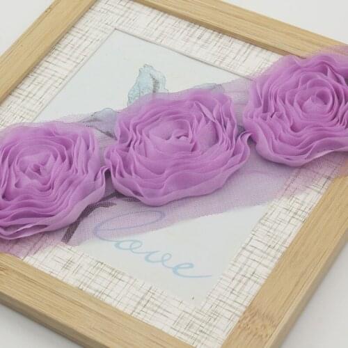 1y 7cm Chiffon Rose Flower Lace Trim For Making Baby Girls Headwear Rompers Jumpsuit Clothing Wedding Dress Sewing Accessories