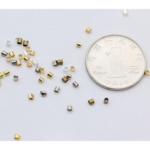 1000p 2x2mm gold/silver/bronze tube beads Crimp End Beads Stopper Spacer Beads For Diy Jewelry Making Findings Supplies
