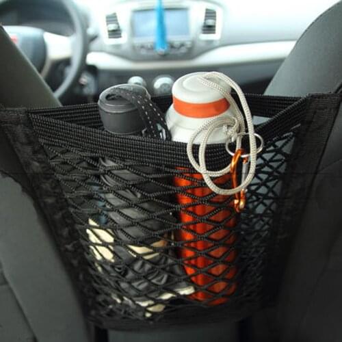 VODOOL Car Storage Net Auto Pocket Luggage Hooks Organizer Car Seat Bag Elastic Nylon Mesh Net String Bag with 4 Plastic Hooks