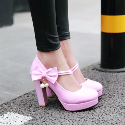 YMECHIC Fashion Lady Party Wedding Bride Butterfly-knot High Heels Pumps Purple White Black Mary Jane Office Dress Shoes Summer