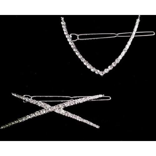 Women Girls Hair Clip Alloy Fashion Decorative Rhinestone Hair Pin Crystal Geometry Hairpin Hair Accessory Beauty Styling Tools