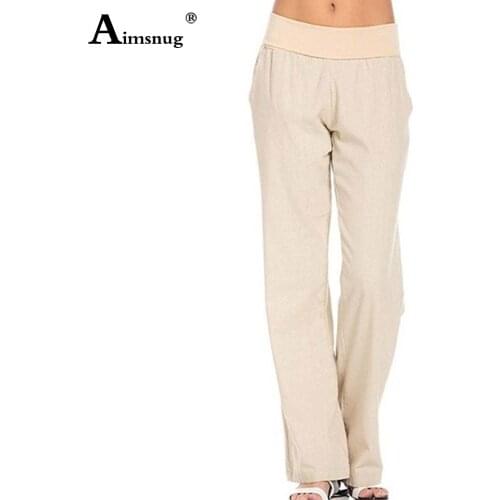 Plus size 3xl Women Cotton Linen Pants Casual Loose Trouser Elastic Waist Pantalon Solid Khaki Gray Female Ankle-Length Pants