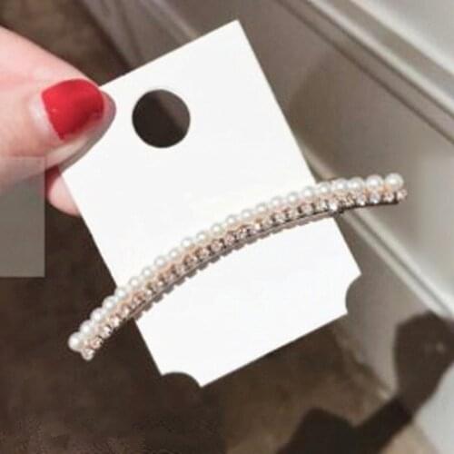 Women Pearl Metal Hair Clip Rhinestone Hairpins For Girls Barrettes Curved Word folder Headwear Hair Accessories Fashion Gift
