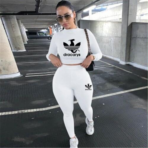 New Brand 2 Piece Sets Womens Sports Fitness Suit Two Piece Long Sleeve Crop Top T-Shirt Leggings Pants Gym Suit 2021 Spring