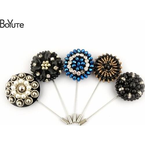 BoYuTe 5Pcs Mix Colors Rhinestone Flower Brooch Wholesale Handmade Pins and Brooches