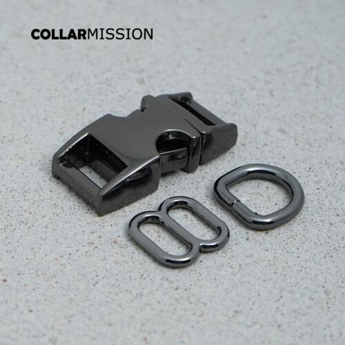 Gun black 10mm(metal buckle+adjust buckle+D ring/set)for backpack DIY dog cat collar webbing sewing accessory premium quality