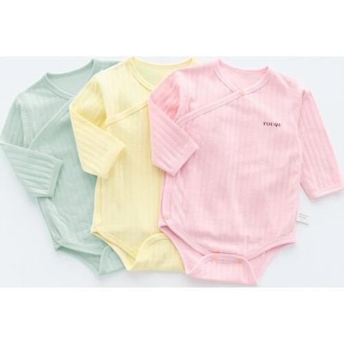 Baby triangle bag fart clothing cotton long sleeve plain partial open to protect the belly baby climb clothes