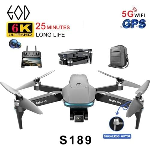2021 RC Drone S189 GPS 6K HD Dual Camera 5G WIFI FPV Brushless Motor Foldable Quadcopter Helicopter Long Battery Life Gift Toy
