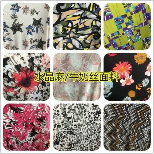 Korean Crystal Hemp Milk Silk Fabric Elastic Good Feeling Good Dance Wear Dress T-shirt and Other Clothing Fabric Swiming Fanric