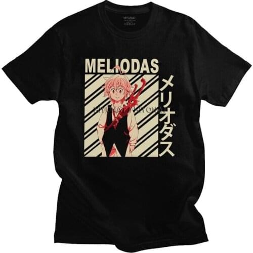 Vintage The Seven Deadly Sins T Shirt Men Short Sleeve Cotton T-shirt Casual Anime Manga Tshirt Nanatsu no Taizai Meliodas Tee