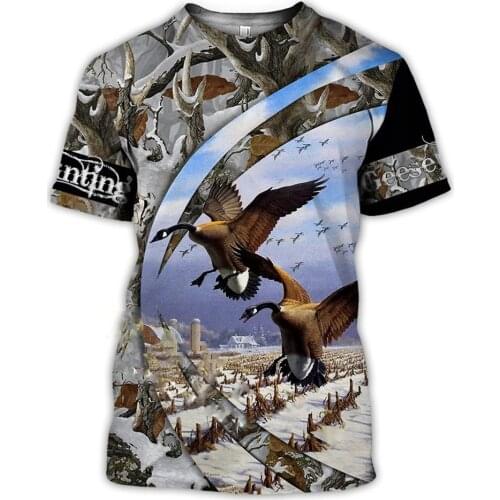 Hunter Hunting Animal Bird 3D Printing T-shirt Summer Casual Men t shirts Fashion Streetwear Women Pullover Short Sleeve