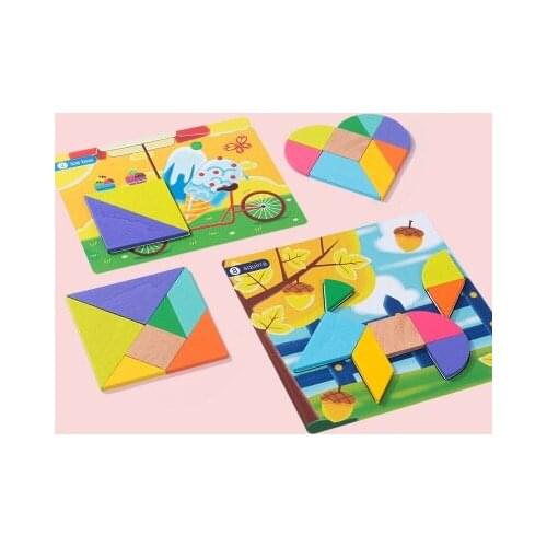 Geometry Jigsaw Puzzle Intelligence Kindergarten Childrens Educational Creativity Wooden Toys Kids Building Blocks Colorful