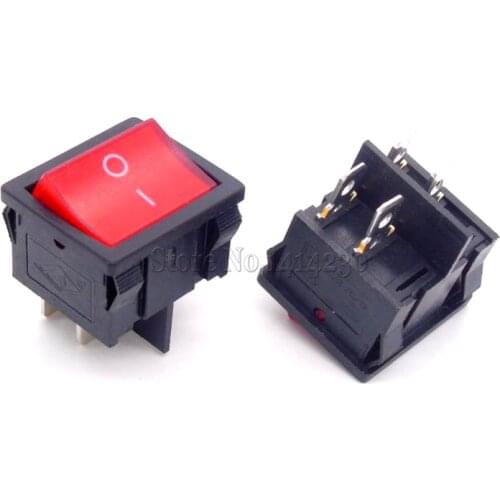 KCD5 21x24mm 21*24mm Ship Type Switch Red 4 Pin 2 Position 6A/12A 250VAC ON-OFF Rocker Switch With a red light