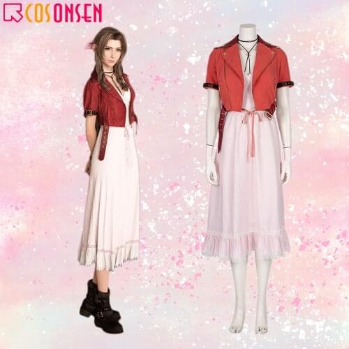 Final Fantasy VII Remake Cosplay Aerith Gainsborough Costume Game FF7 Women Halloween Dress COSPLAYONSEN