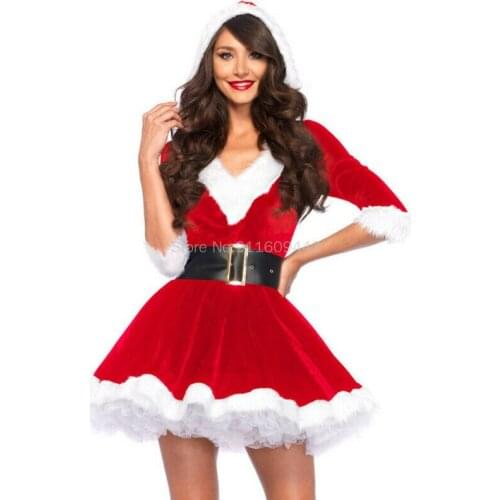 Halloween Cosplay Costumes Fashion Dress Suit Women Christmas Fancy Party Dress Sexy Santa Outfits Hoodie Santa Claus Sweetie