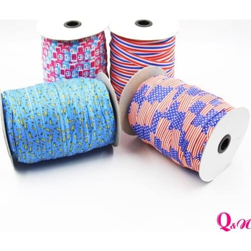 Q&N ribbon 5/8inch new design Elastic Folded Over foe Ribbon Handmade DIY Headwear Accessories Wedding Gift Wrap
