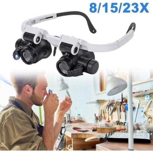 Headband LED Magnifier Glasses With Night Vision 10X 15X 20X 25X Watchmaker Optical Lens Glass Magnifier Loupe Home Glasses