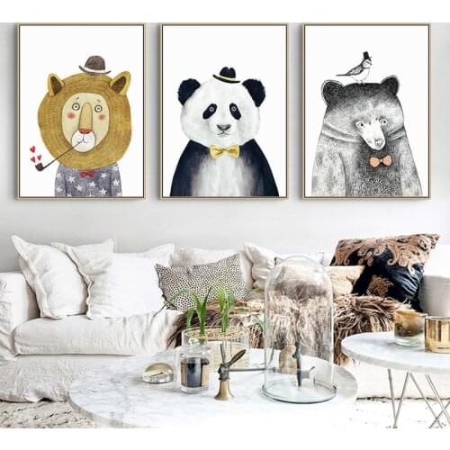 Maehan bear lion Canvas Art Print and Poster Nursery babys Canvas Painting for Kids Room NordicMorden Wall Decor