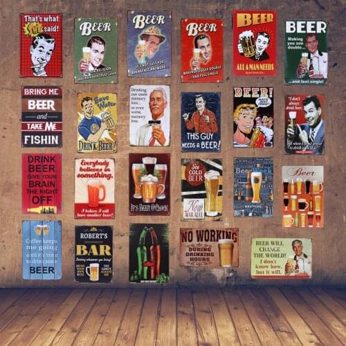 Its Beer O'clock Wine Metal Tin Signs 30x20cm Shabby Chic Vintage Decor Bar Pub Tavern Hotel Wall Decorative Hot Bier Poster