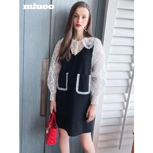 Sweet baby collar with lace perspective and strap skirt A Two dress womens wear 2021 High Quality Top Quality