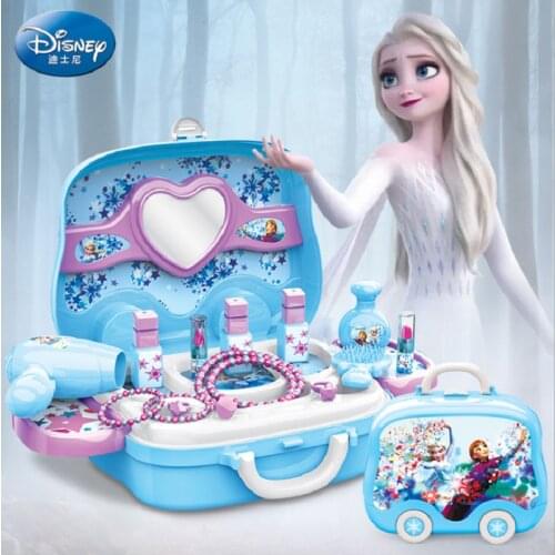 Disney girls princess frozen Dressing makeup toy set kids Beauty toys Childrens simulation dressing table Fashion Toys