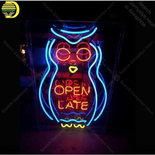 Neon Sign for Open Late owl Neon Bulb sign handcraft love gift glass tube light Decorate room wall lamps advertise display store