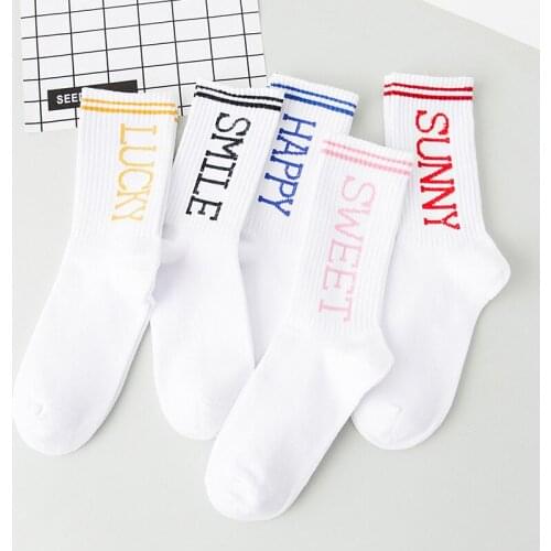 Socks Women Girl StreetWear Cotton Causal Letter Print Socks Hight Quality Fashion Cute Socks Kawaii long Korean Style Crew Sock