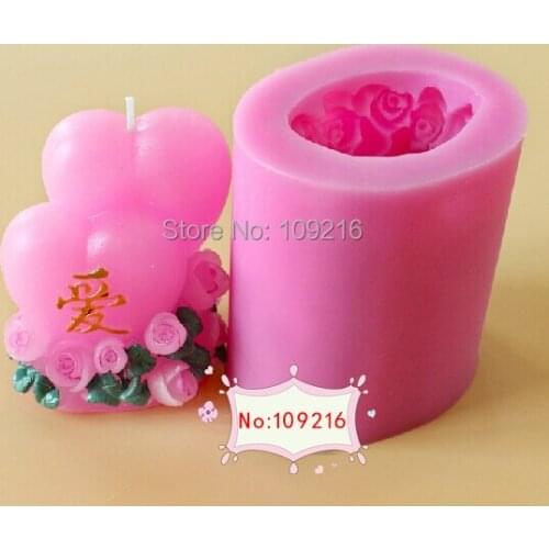 Wholesale!!!1pcs New 8*6.2*4.5CM 3D Double Love(LZ0137) Silicone Handmade Candle Mold Crafts DIY Mold