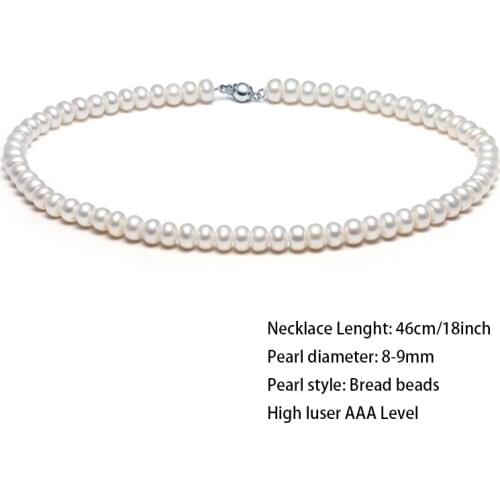 Sinya natural freshwater pearls beads strand necklace for women mother girl pearl diameter 9-10mm 18inch length