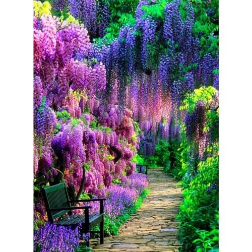 Full Diy Diamond Painting "Wisteria Flower Garden" 5D Cross Stitch Diamond Embroidery Home Decor Mosaic By Rhinestone Sale